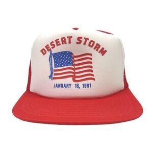 Vintage Speedway Desert Storm January 16, 1991 Mesh SnapBack Trucker Hat - OS